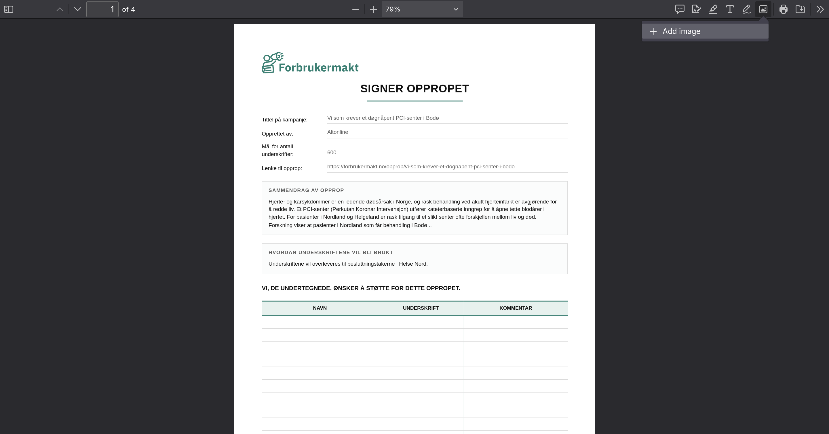 Nå kan du laste ned underskriftsliste fra forbrukermakt.no 