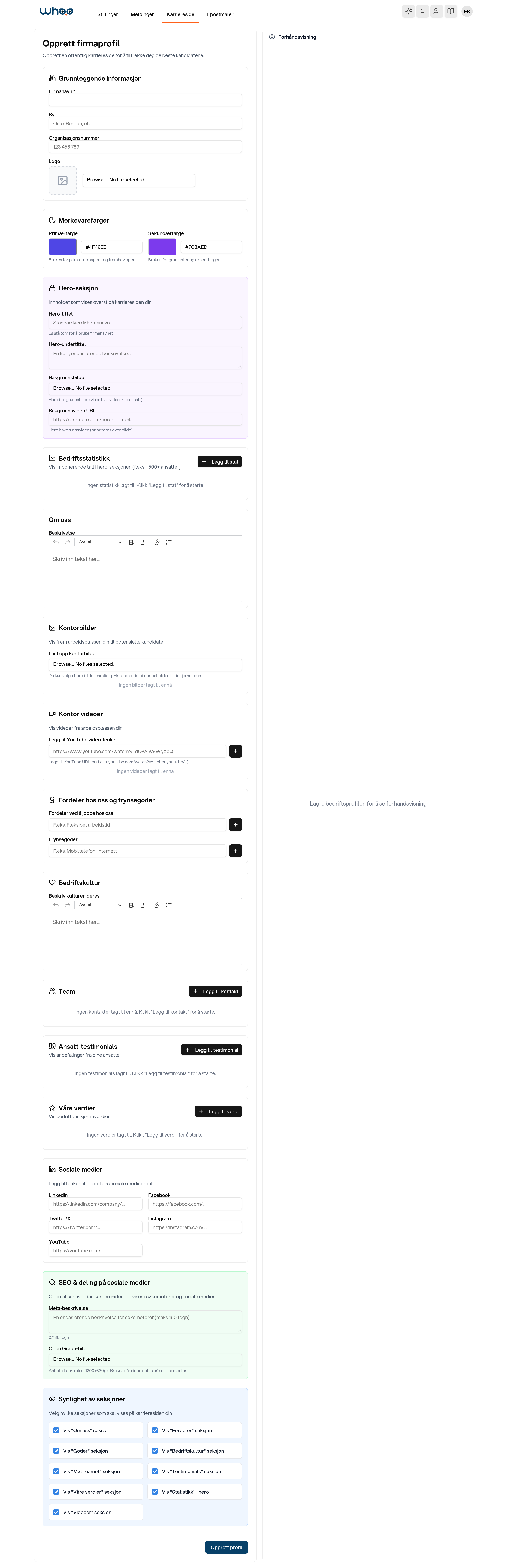Opprett gratis karriereside på whoo