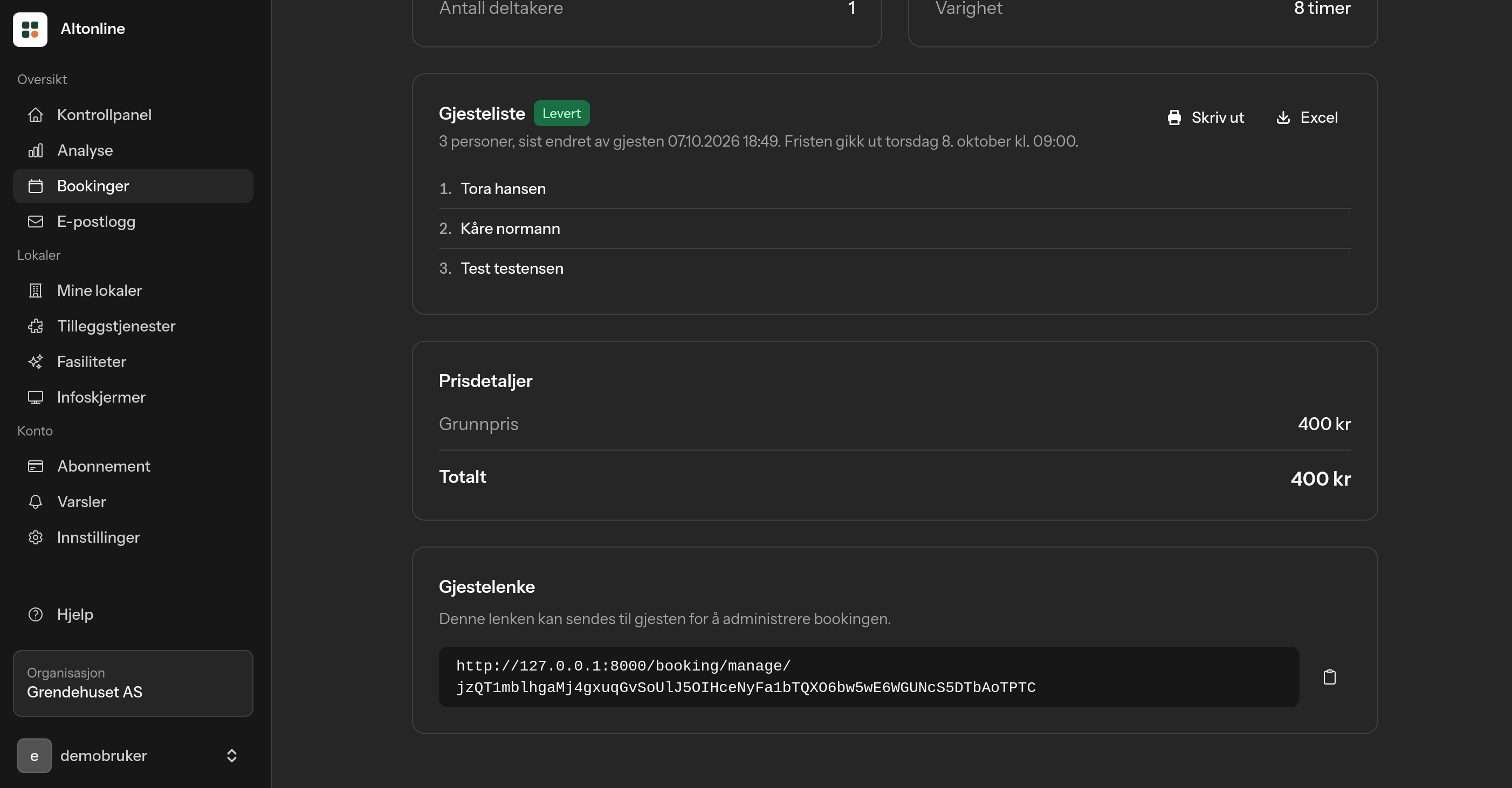 Du kan nå be om gjesteliste ved utleie av lokaler